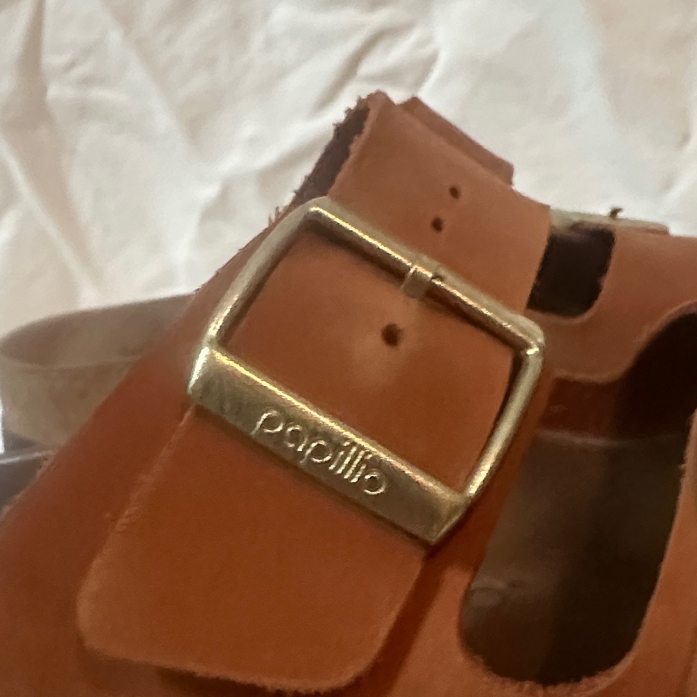 Papillio by Birkenstock Cognac Leather Double-Buckle Sandals - Picture 2 of 10